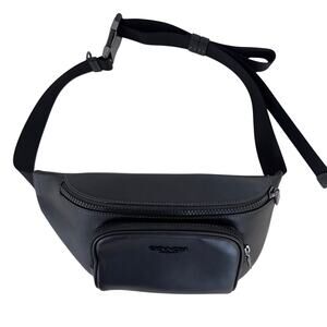 Coach Racer Small Leather Belt Bag in Black/Gunmetal CBF68